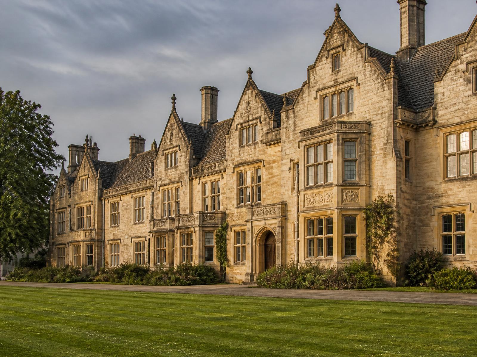 Historic UK boarding school building in late afternoon light